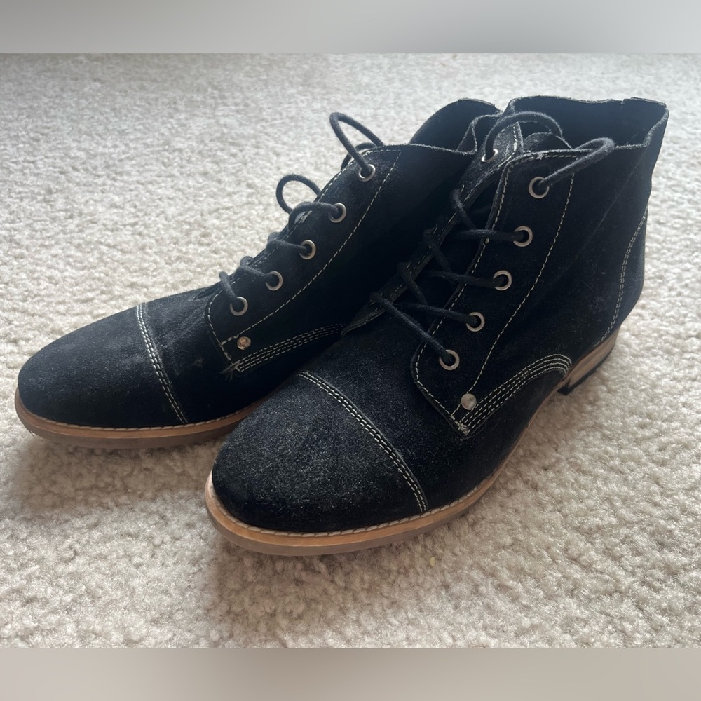 Diba Black Suede Leather Ankle Boots